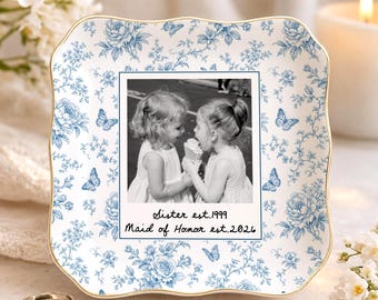 Custom Sister Photo Jewelry Dish, Maid of Honor Trinket Tray, Custom Besties Photo Jewelry Dish, Soul Sister Wedding Gift, Bridesmaids Gift