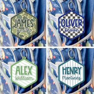 Custom Camo Backpack Name Tag, Backpack Keychain Gift for Kids Boys, Diaper Bag Tag, Camo Acrylic Keychain for Boys, Back To School Gift zdjęcie 13
