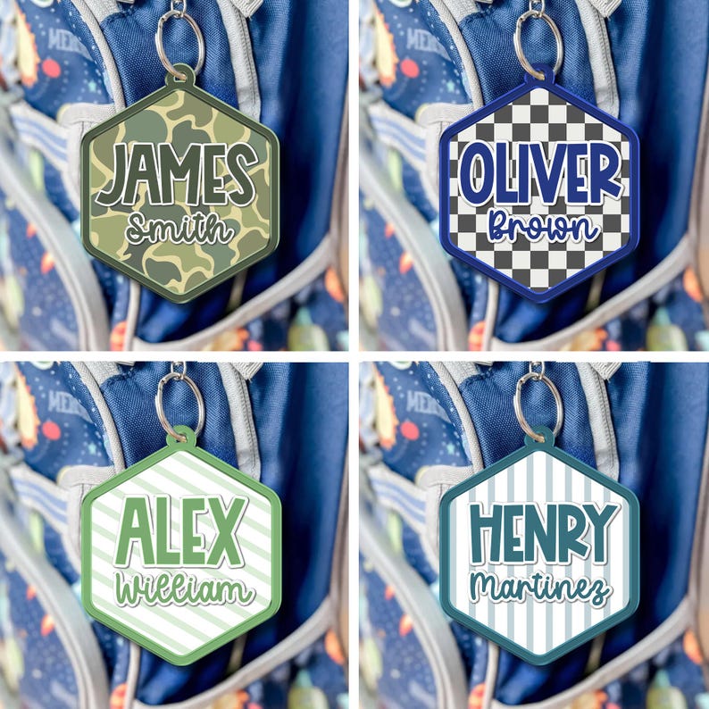 Custom Camo Backpack Name Tag, Backpack Keychain Gift for Kids Boys, Diaper Bag Tag, Camo Acrylic Keychain for Boys, Back To School Gift zdjęcie 13