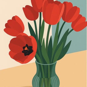 Tulpen - Malen nach Zahlen Kit – Für Alle Altersgruppen, Leinwand mit Rahmen, Anfängerfreundlich, Home Décor, Tulpenmalerei, Rote Blumen malen nach Zahlen
