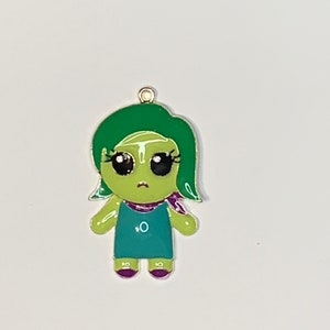Disgust from Inside Out Rhinestone and Enamel Pendant for chunky bead necklaces, Key chains, backpack pulls , crafts