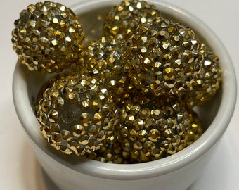20mm Gold  Rhinestone  Chunky Acrylic Resin  Bubblegum Beads Bubble Gum Beads Necklace  Bracelet  Supplies