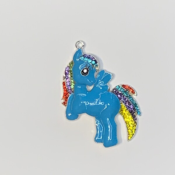 My Little Pony inspired Pendant for Necklaces Chunky Bead Enamel Rhinestones