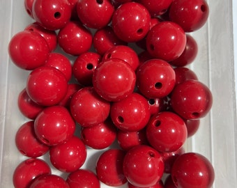 22 mm Acrylic Beads  Red Bubblegum Beads