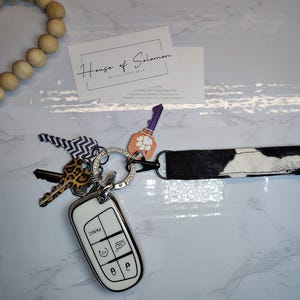 Black and White Cow Print Lanyard