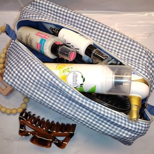 XL Quilted Blue and White Gingham Boxy Bag