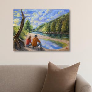 Tijd goed besteed – kunstdruk of canvasdoek | Heuvelland Rivierlandschap | Natuurmuurdecoratie | Texaanse kunst | Kantoor- of thuiscadeau