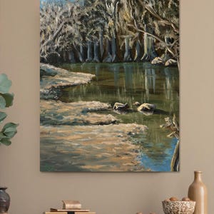 Muurkunst Guadalupe River – Fine Art-print of canvas | Zonsondergang Texas Hill Country | 8 x 10 11 x 14 16 x 20 landschapsschilderij