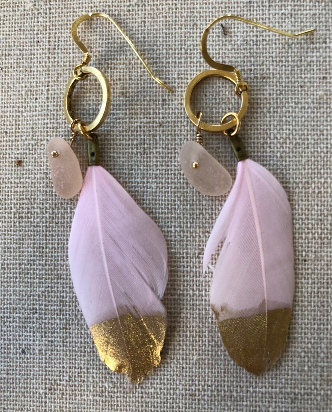 Feather earrings - light pink - Rozesbode | Rozes Bode