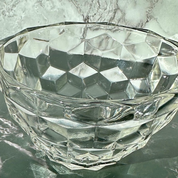 Jannette Clear Deep Custard Cup, Cubed Glass, Depression Era Glass, Vintage Custard Cup, Elegant Addition to Any Table Free Shipping!