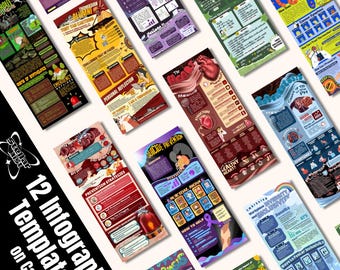 Infographicbundel 12 bewerkbare sjablonen | Canvas | Creatief | Onderwijs | Professioneel | Zakelijk: