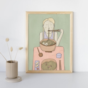 Un buon Ramen, Stampa illustrata, Stampa artistica, poster, decorazione casa, illustrazione, decorazione da parete