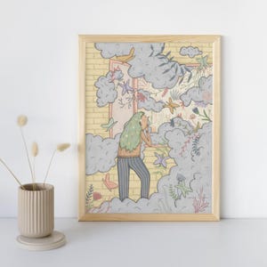 La Finestra, Stampa illustrata, Stampa artistica, poster, decorazione casa, illustrazione, decorazione da parete, Guerriera