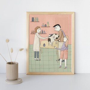 Il Veterinario, Stampa illustrata, Stampa artistica, poster, decorazione casa, illustrazione, decorazione da parete