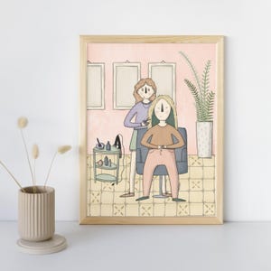 Dal Parrucchiere, Stampa illustrata, Stampa artistica, poster, decorazione casa, illustrazione, decorazione da parete
