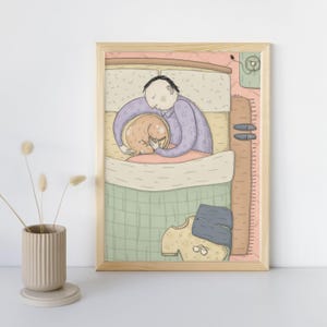 Nel Letto, Stampa illustrata, Stampa artistica, poster, decorazione casa, illustrazione, decorazione da parete