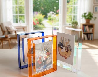 Neon Acrylic Photo Frame | Iridescent Floating Picture Display