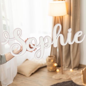 placa de madeira com nome personalizado / placa de nome de bebê personalizada para berçário / decoração de parede de berçário / ideia para quarto de criança / presente de chá de bebê