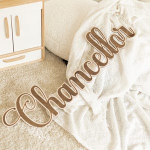 Placa de nome de bebê personalizada, placa de nome de madeira personalizada, decoração de parede para quarto de bebê, nome de camada dupla, placa de sobrenome, placa de nome de berço, letras de parede de madeira