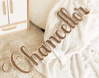 Custom Wooden Name Sign: Double Layer Nursery Wall Decor