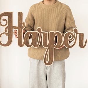 Letrero con nombre personalizado Letrero con nombre de guardería Letras de madera Letrero con nombre de bebé Decoración de pared de guardería Letrero sobre cuna Letrero con nombre Letrero con nombre de boda