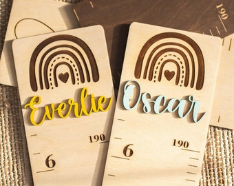 Metro di crescita personalizzato in legno: decorazione per la cameretta, regalo per baby shower.