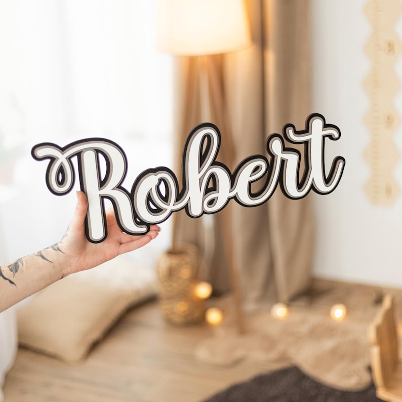 Name Robert In Cursive Personalized Wooden Name Sign: Custom Nursery Wall Decor - Etsy