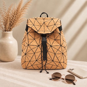 Cork Handmade Backpack Vegan Geometric Eco Friendly Bag