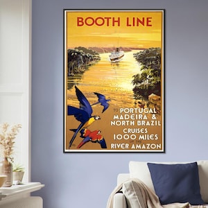 Booth Line Vintage Cruise Travel Poster - Vintage Art - Poster Wall Decor