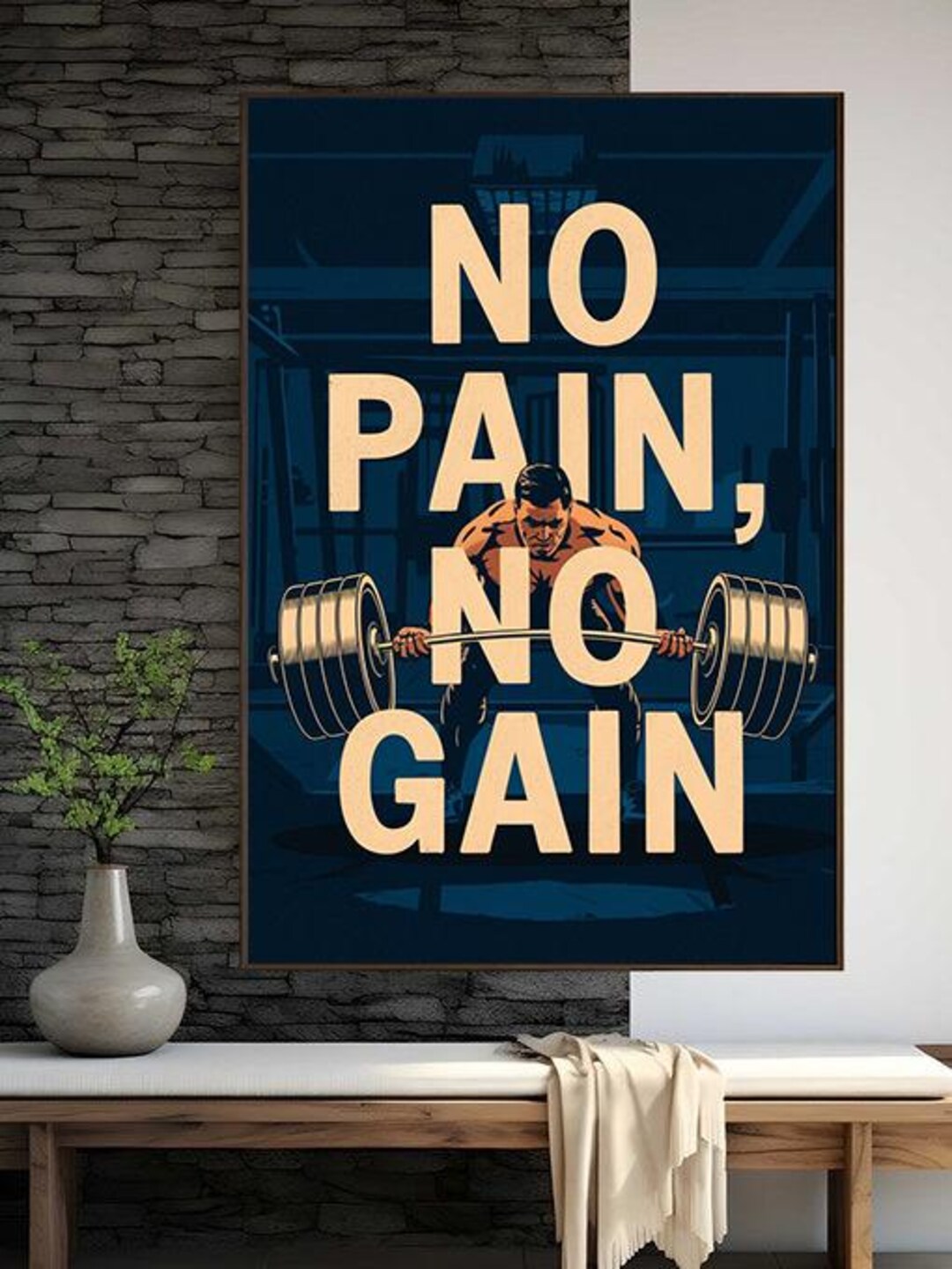 No Pain No Gain Motivational Poster – Push Your Limits, Strength ...