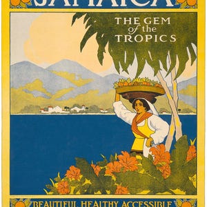 Jamaica The Gem of the Tropics Vintage Travel Poster - Vintage Travel Poster, Poster Wall Decor