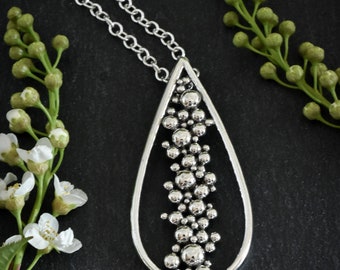 Sterling Silver Seed Pod Pendant Necklace - Handmade Statement Jewelry