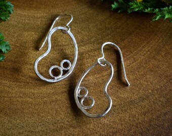 Silver bean earrings handmade in solid silver by Canadian jewellery designer Melissa Pedersen, gardener gift, garden jewelry, seed earrings