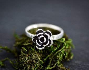 Sterling silver succulent ring, botanical ring, house plant lover gift, succulent jewelry, Canadian made nature inspired ring, size 7 ring