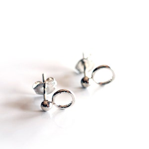 Small sterling silver bubble stud earrings, handmade mini silver circle studs, sterling silver seed studs, recycled silver post earrings image 1