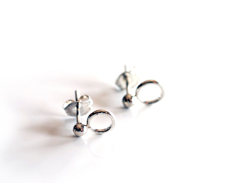Small sterling silver bubble stud earrings, handmade mini silver circle studs, sterling silver seed studs, recycled silver post earrings image 1