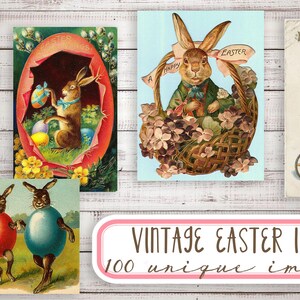 Vintage EASTER Postcards - Digital Collage Images & Ephemera- 100 Individual Images