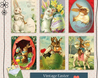 Vintage Easter 3x4 Digital Journaling Cards