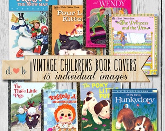 Vintage CHILDREN BOOK COVERS-  15 individual images