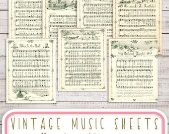 Vintage CHRISTMAS SHEET MUSIC -  11 individual images