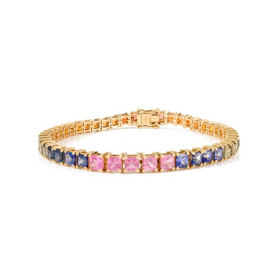 Elegant Multicolor Sapphire Bracelet Elegant Multicolor Fancy Sapphire 88.90Ct 925 Sterling  main image 3