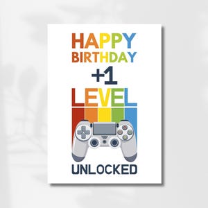 Carte d'anniversaire de jeu vidéo, carte d'anniversaire de joueur 5 x 7, carte de voeux imprimable 4 x 6, téléchargement numérique, joyeux anniversaire pour lui, mari, petit ami