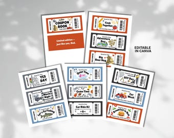 Livro de cupons personalizado para presentear o pai, faça você mesmo, imprimível (modelo do Canva)