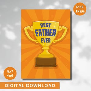 Meilleure carte imprimable pour père, cartes d'anniversaire pour papa, trophée pour papa, carte de voeux pour papa, cadeaux pour papa, carte pour lui, père, papa, papa, papa, beau-père