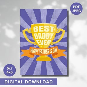 Meilleur papa de tous les temps, carte imprimable pour la fête des pères, trophée papa, carte de voeux pour papa, cadeaux pour papa, carte pour lui, père, papa, papa, papa, beau-père