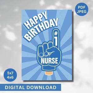 Cartão de aniversário para enfermeira, Cartão de feliz aniversário para enfermeira para imprimir, download instantâneo, Tema retrô, Cartões de felicitações digitais para enfermeira escolar, arquivo PDF