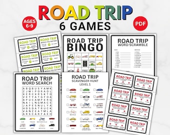 Pacote de jogos imprimíveis para viagem de carro para crianças, pacote de atividades, PDF para download instantâneo