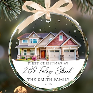 Personalized New Home Glass Ornament, Custom New House Photo Ornament, Housewarming Christmas Gift, Our New Home 2025 Xmas Keepsake