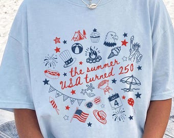 USA 250th Anniversary Comfort Colors Shirt, 4th Of July Tee, Patriotic Gift, Independence Day Party Shirt,The Summer USA Turned 250 Tank Top