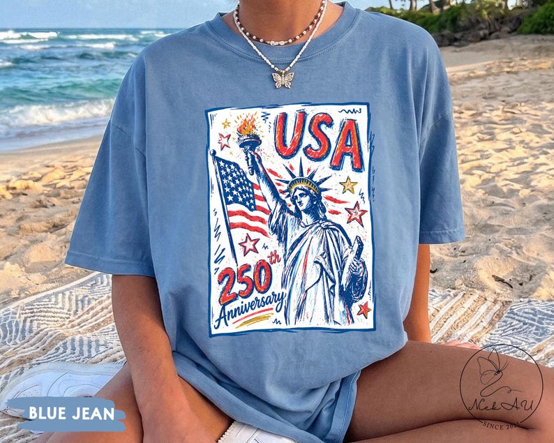 Comfort Colors Statue of Liberty Shirt, USA 250 Vintage America Tee , Retro Patriotic Graphic Tee, 4th of July American Flag Summer Tank Top image 15